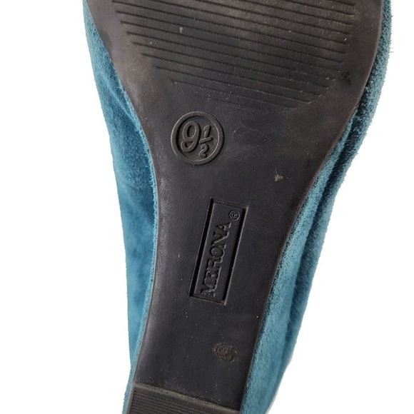 Merona Faux Suede Wedges Teal 9.5 - Picture 5 of 8